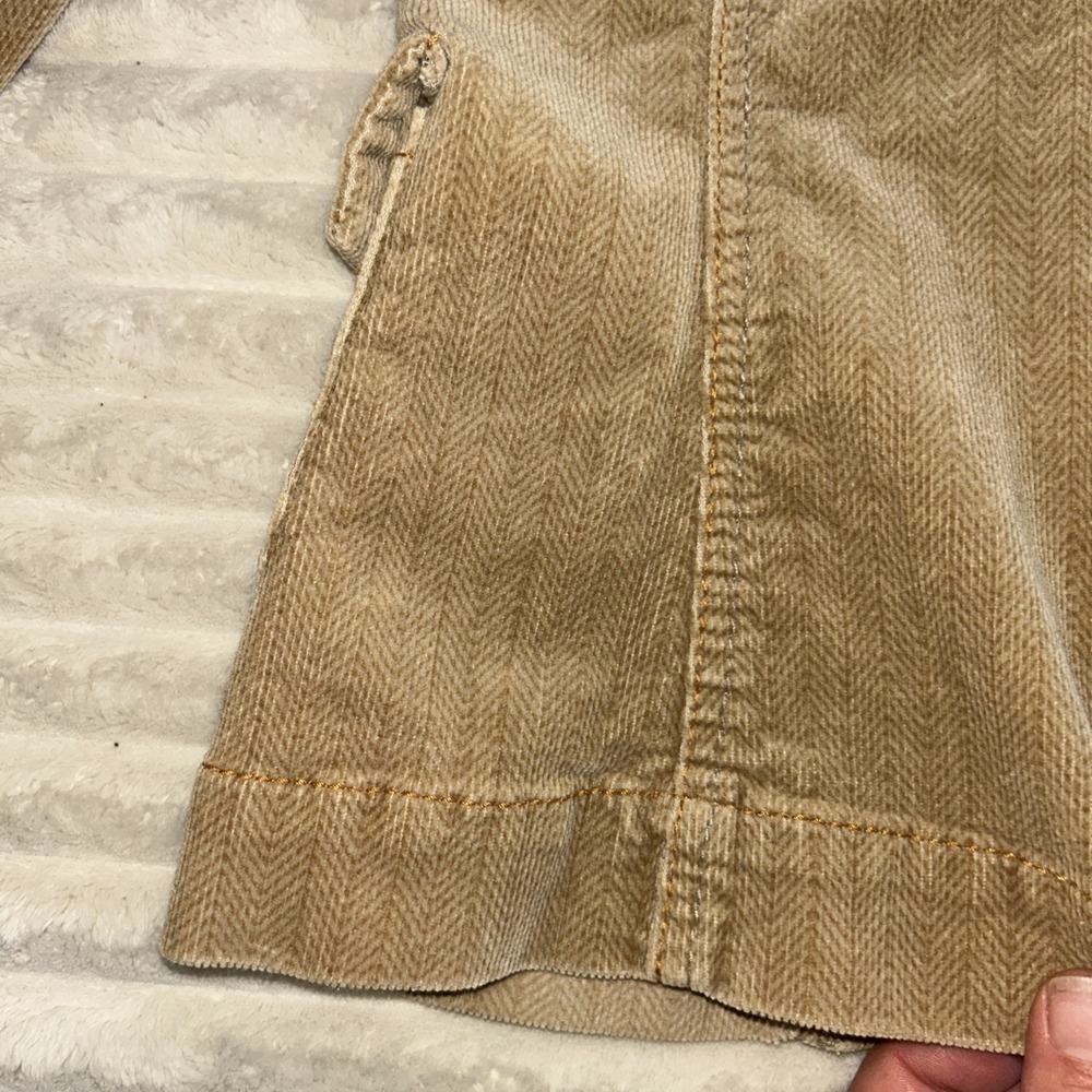 Y2K Paris Blues Women L Beige Cotton Herringbone Corduroy LS Blazer Jacket - Picture 9 of 9